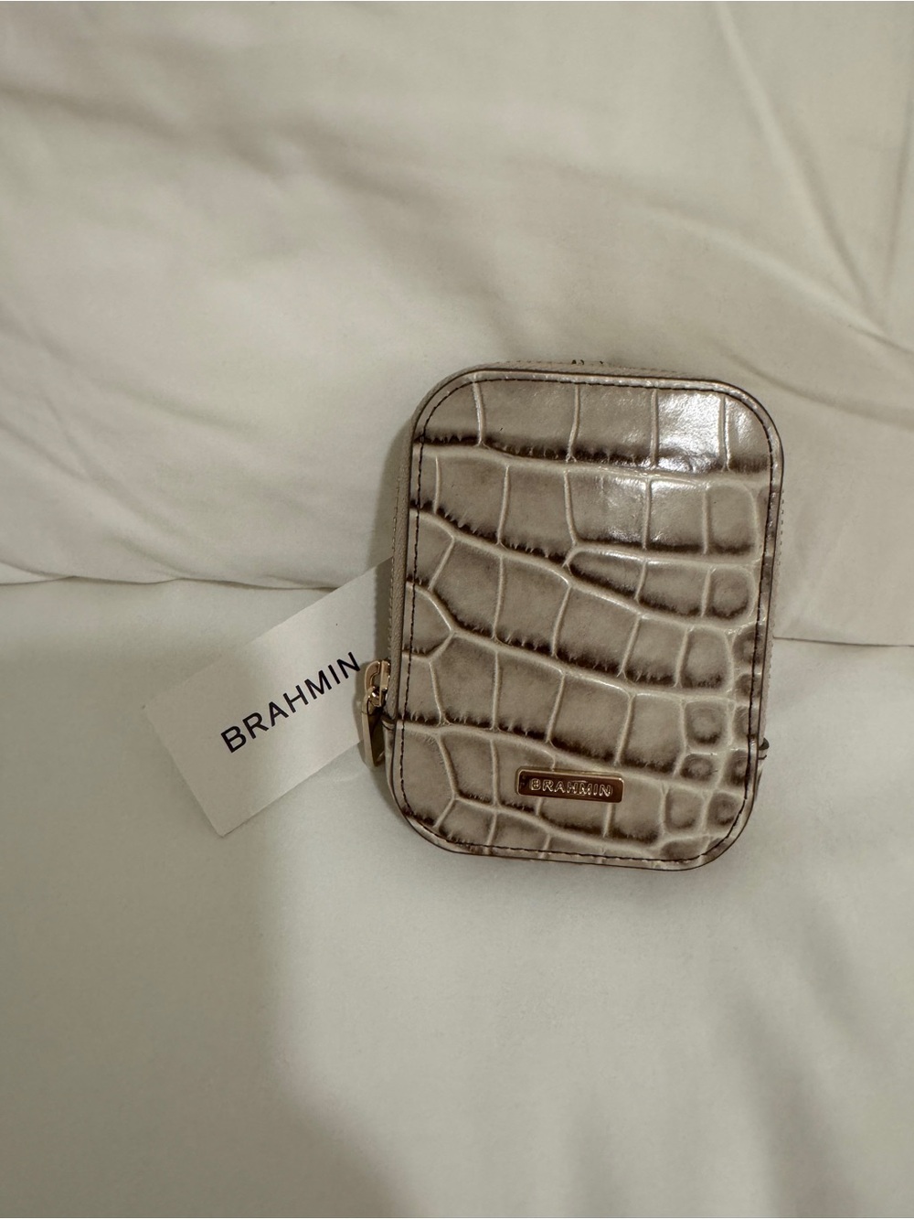 Brahmin Katelynn croc embossed pouch bag charm keychain NWT